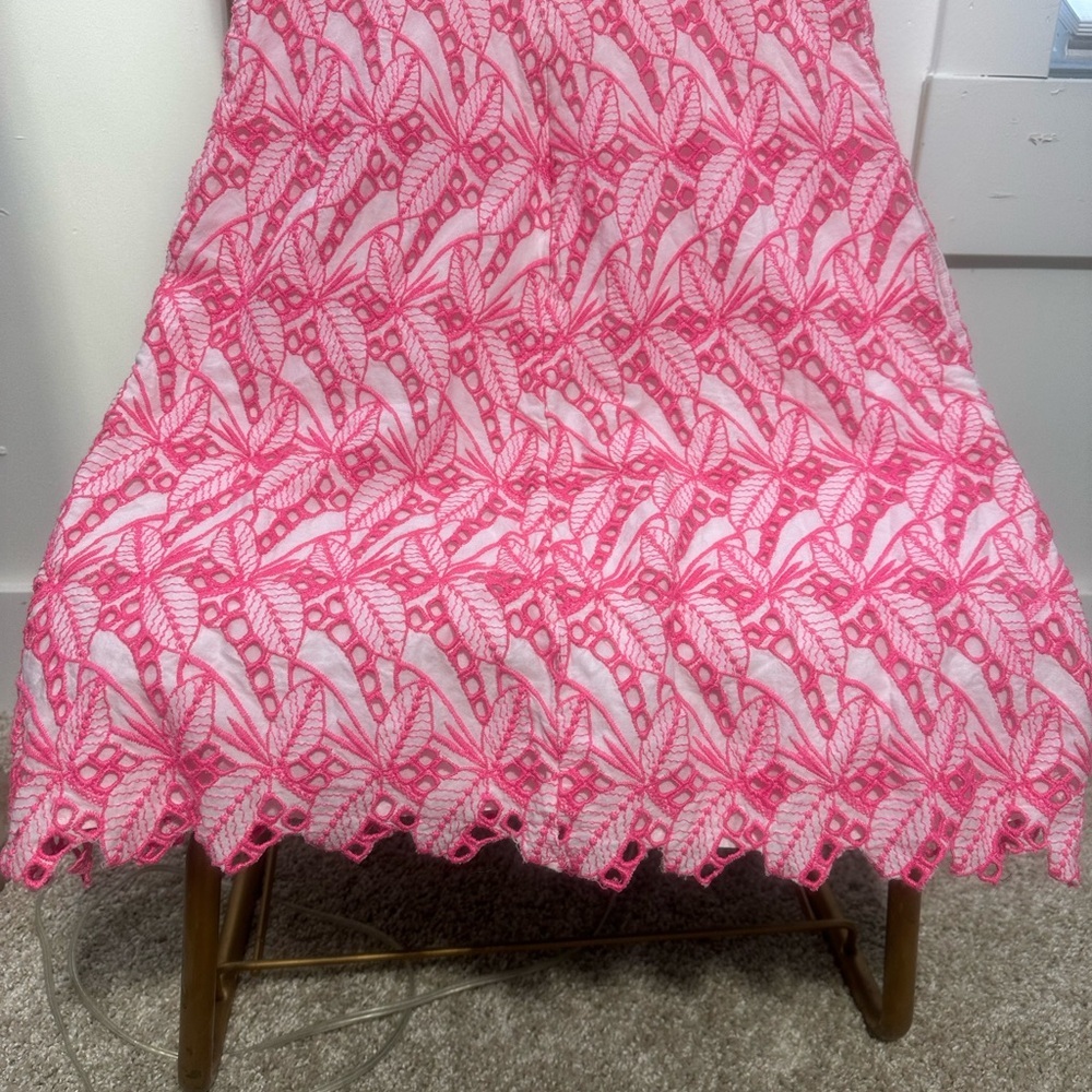 Crown & Ivy Pink and White Embroidered Mini Dress Womens Size 10 EUC - Picture 5 of 10